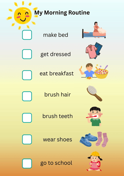 Building Attention Skills for Classroom Success 3 Visual schedule of morning routine