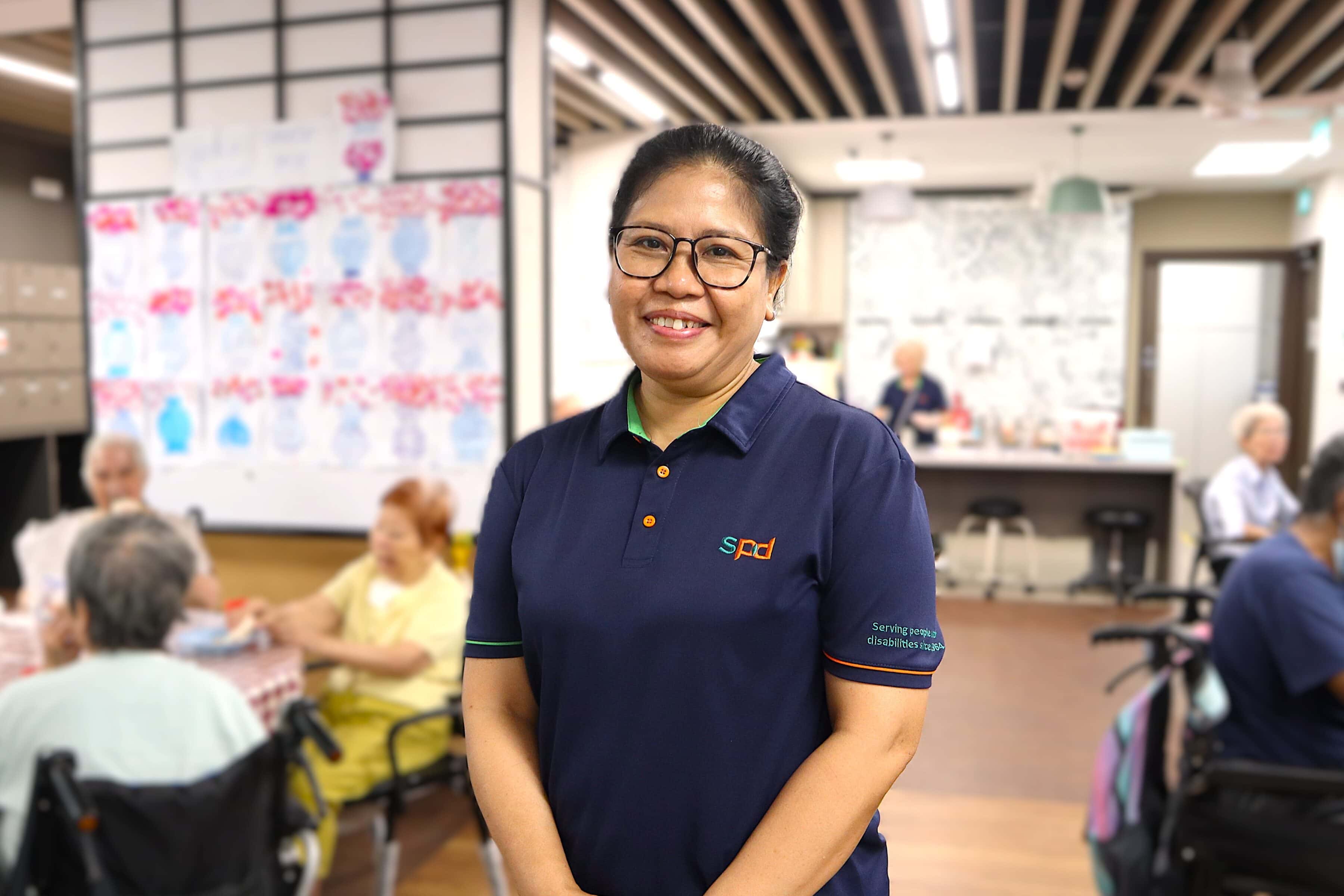 Celebrating Service Excellence at SPD: Honouring our Singapore Health Quality Service Awards 2026 recipients 2 Mas Ayu smiling and at the S P D Toa Payoh senior care centre
