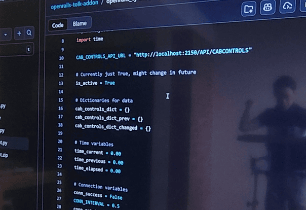 Screen with programming codes on it.