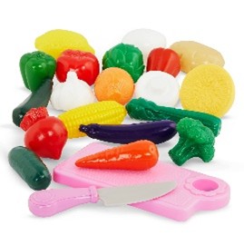 Your Child’s Language Starts with Toys 4 Colourful toy vegetables and fruit that can be cut using a toy knife