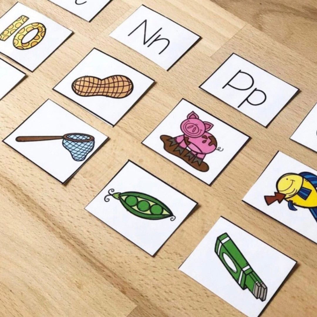Image cards sorted according to alphabets they start with