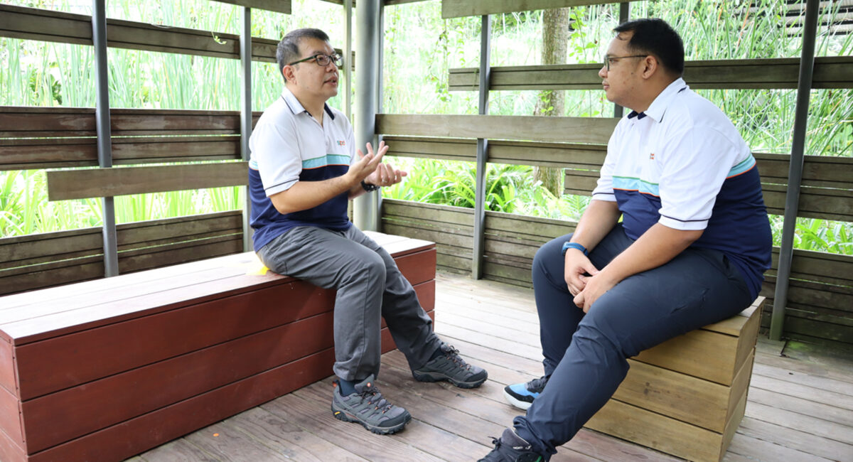 Two social workers talking to each other