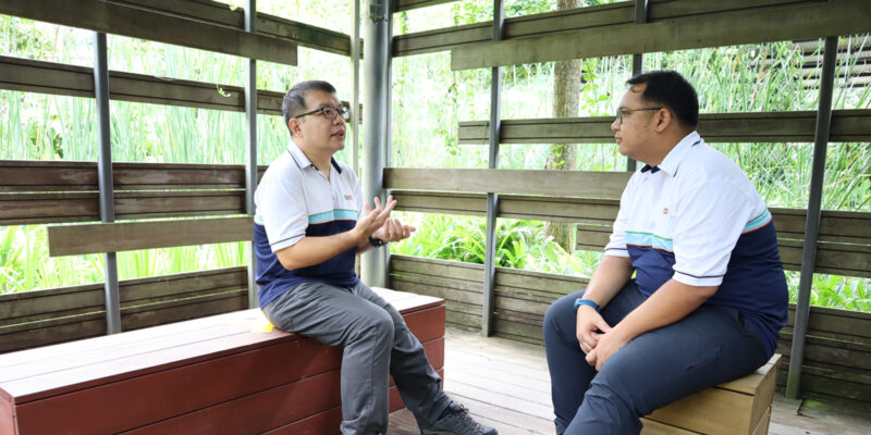 Two social workers talking to each other