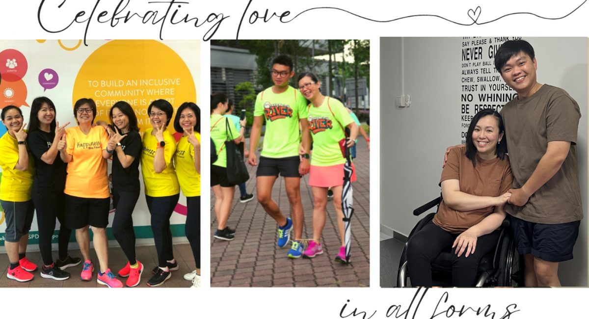 Collage of S P D volunteers, social worker Michelle and son, UNLABEL poster girl Jean with husband Jake