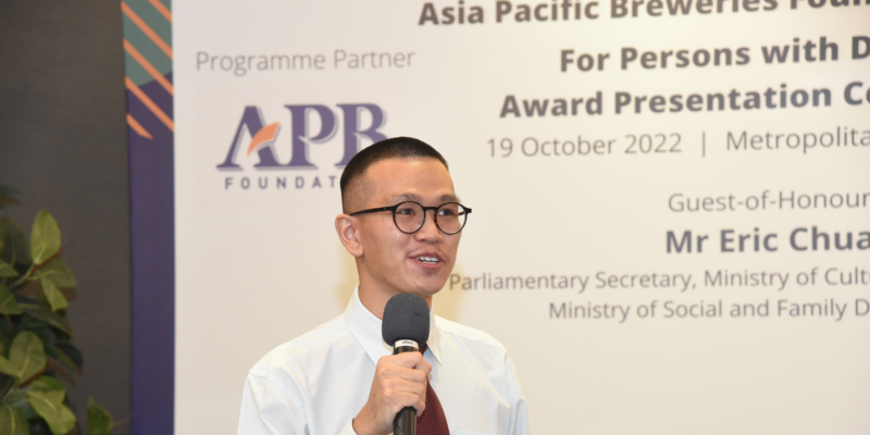 William doing a sharing at the APB Foundation Scholarship Ceremony
