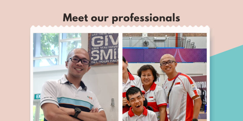 Jia Hao in S P D uniform in left image, and volunteering at the ASEAN Para Games 2023 in picture on the right