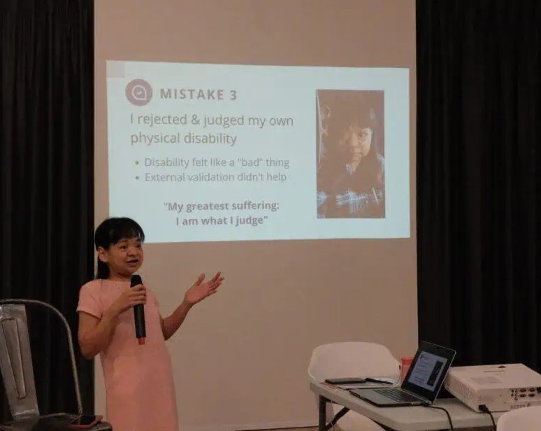 Pearl doing a presentation