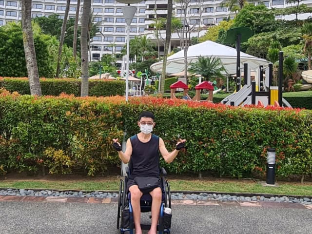 Mr H B Tan at his recent staycation