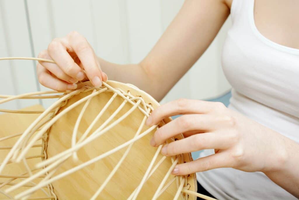 A photo of basket weaving