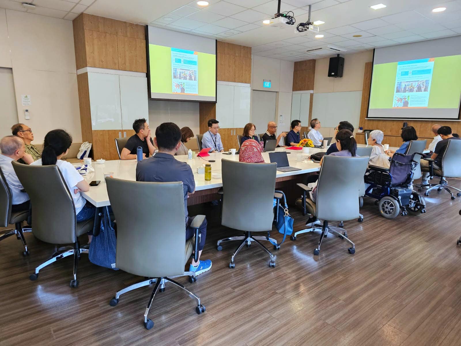 The A G M held inside the Board Room at the S P D Ability Centre.