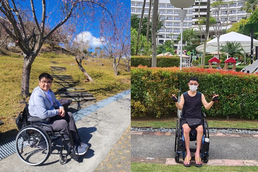 Images of Kishon outdoors in slightly colder weather, and of Mr Tan in a sleeveless top and shorts at his staycation.