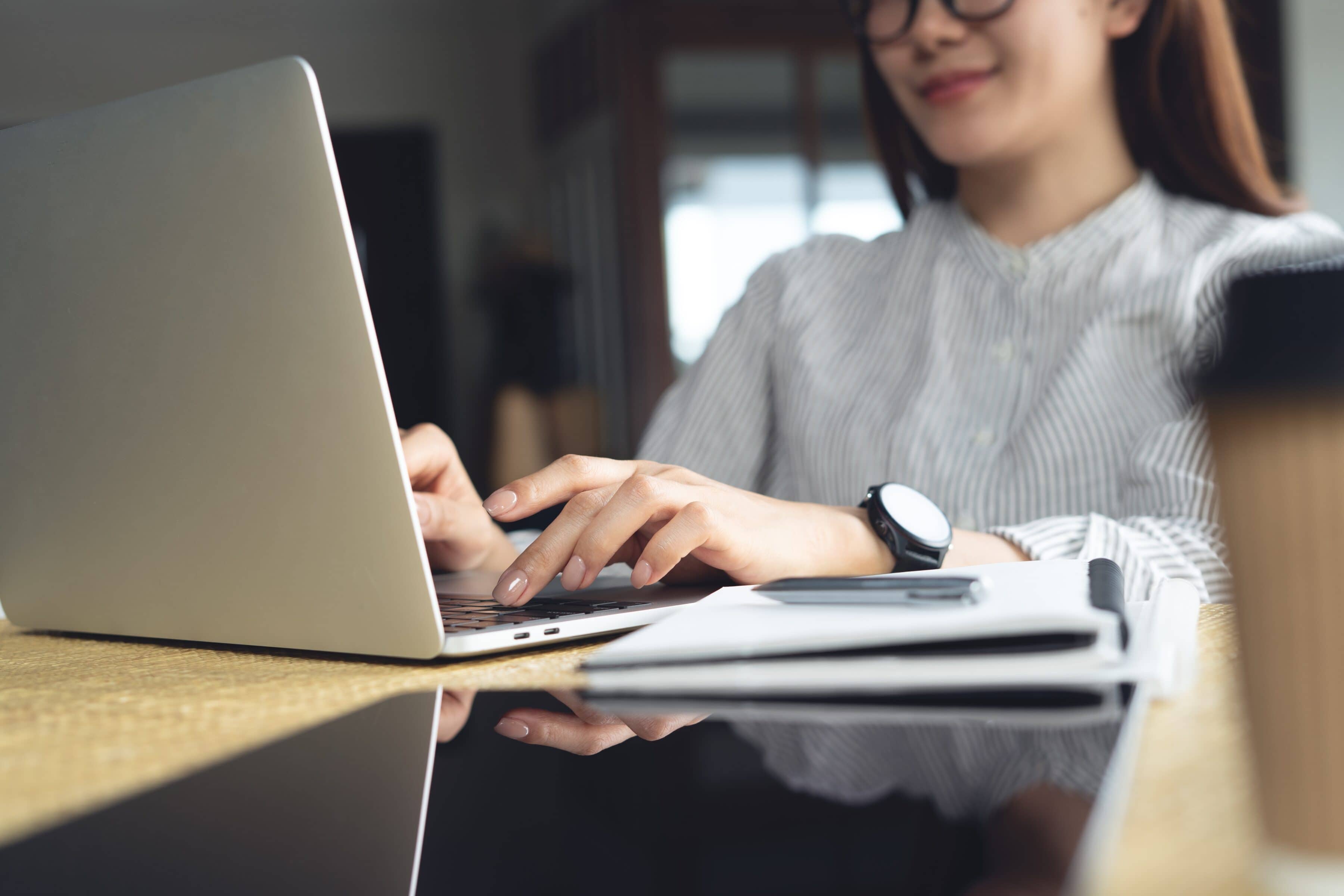Woman working on her laptop